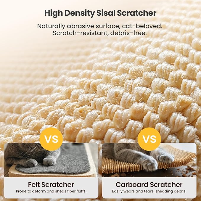 SVD.PET Cat Scratcher, Sisal Cat Scratching Board w/Replaceable Sisal Pad, Self-Groom Brush & Toys, Vertical Cat Wall Scratcher Scratching Post for Indoor Wall, Furniture Protection