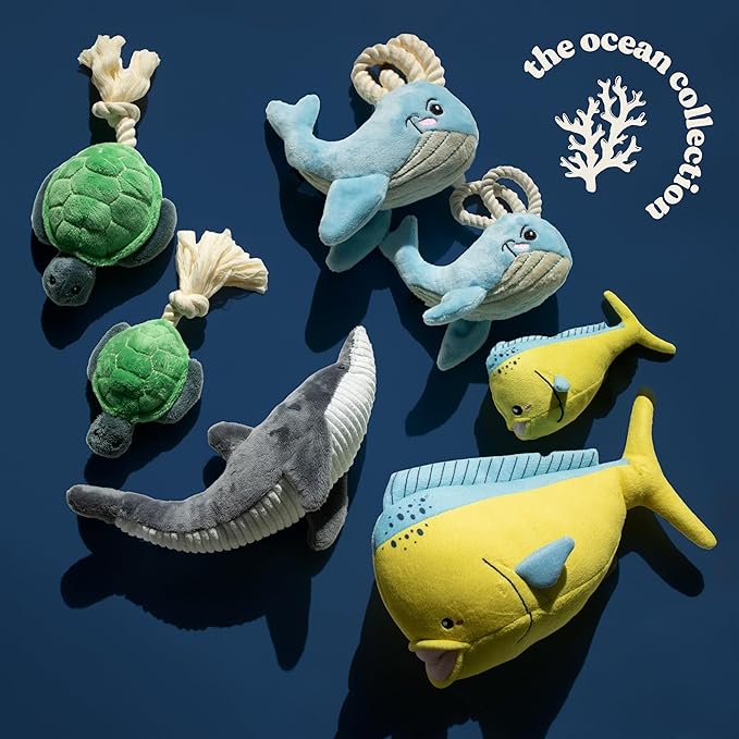 Ocean Collection Dog Toys | Jumbo Sized Wendy The Whale | Cute, Durable, & Sustainable Plush Chew Toys for Dogs 50 lbs & up | Eco Friendly & 100% Recycled Materials