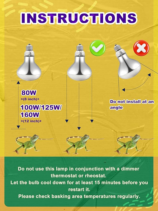 Heat Lamp Bulb, 100 Watt Full Spectrum UVA UVB Reptile Heat Bulb, Basking Spot Light, Simulate Natural Sun Light for Reptile and Amphibian