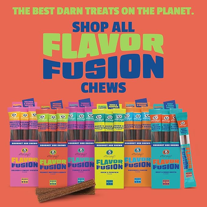 etta says! Flavor Fusion - All Natural Rawhide Free Chews for Dogs 2oz chew - Peanut Butter and Honey - Made in The USA (12 Count Pack of 1)