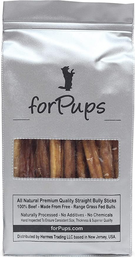 Regular 2 POUNDS of (8โ) Bully Sticks for Medium & Small Dogs, for Sensitive & Medium Chewers (32 oz) Natural & Fully Organic, 100% Beef Pizzle, Fully Digestible Dental Treats (8 inch, 2 lb)