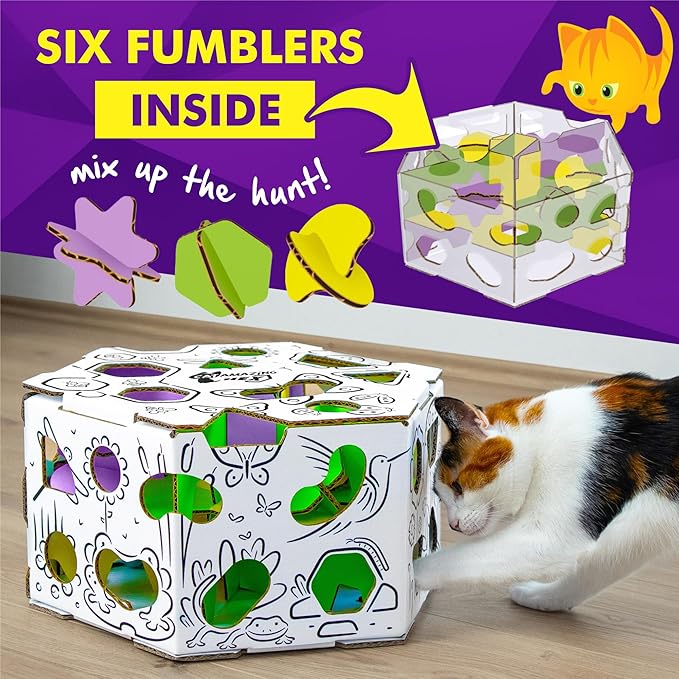 HEX โ Interactive Cat Treat Puzzle Box & Puzzle Feeder โ Treat Maze Box for Indoor Cats โ Enrichment Food Dispenser Toy!