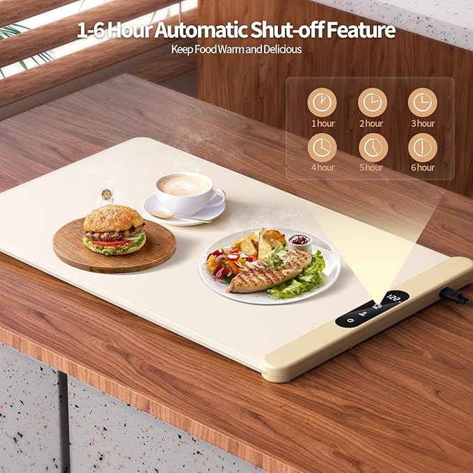 Electric Food Warming Mat for Heating, 15"x23.6" Portable Foldable Silicone Warming Tray with 6 Adjustable Temperature, Food Warmers for Parties Buffet, Gatherings, Daily Use