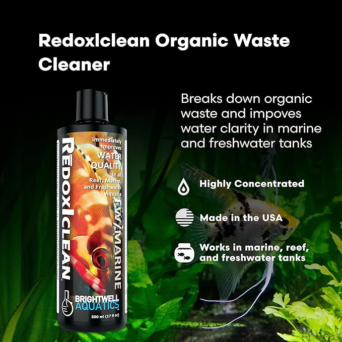 Brightwell Aquatics RedoxIclean Organic Waste Cleaner and Redox Enhancer Improves Water Clarity Filtration and Breakdown in Freshwater Marine Aquariums, 250 ml