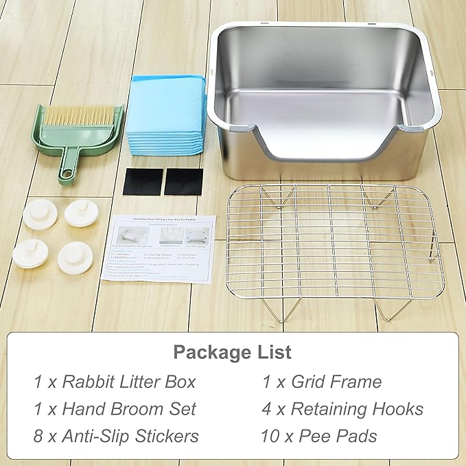 Stainless Steel Sifting Litter Box for Rabbit (L)