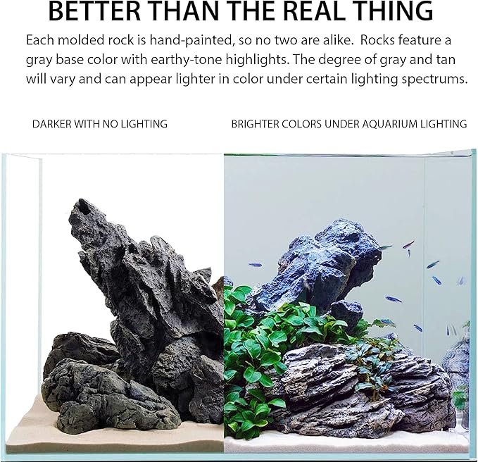 Current USA Seiryu Stone Collection 7 Piece Set | Molded Aquarium Decor Rock Artificial Resin Fish Tank Decoration up to 36" Long Aquariums 8816