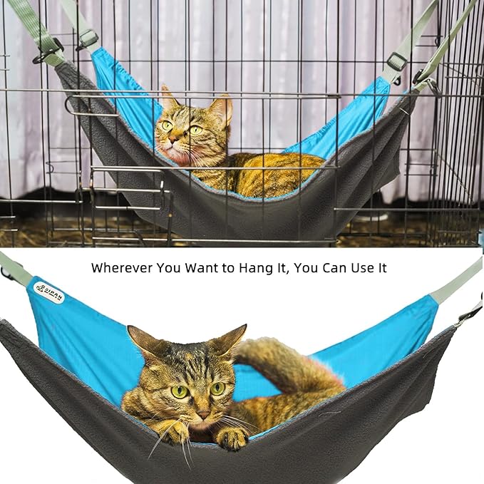 Cat Hammock - Washable Soft Outdoor Mat, Waterproof Cooling Pad for Cats & Small Animals (Large, Blue)