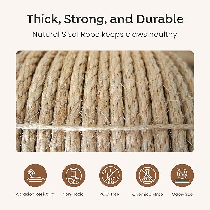 Premium Brazilian Sisal Rope, Natural Fiber 100% Sisal, Ultra Durable, Chemical-Free, Ideal for DIY, Cats, Scratching Post Replacement, Home Decor, Garden, Crafting (1/5” 600 ft / 5mm 180m)