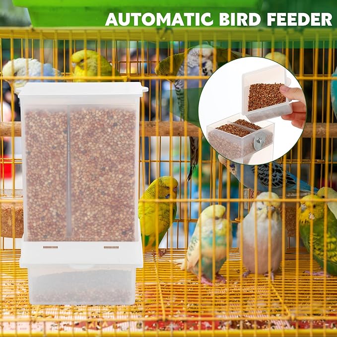 Yaomiao 4 Pcs No Mess Bird Feeders Automatic Parrot Water Dispenser Clear Quail Feeder and Watered Cage Accessories for Small and Medium Parrot Cockatiel Canary(Assorted,Clear)