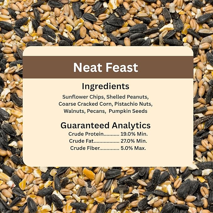 Blue Seal Neat Feast Wild Bird Seed | Attracts Wide Variety of Wild Outside Birds | Seed for Outside Feeder | Convenient Shell-Free Mix | Made in USA | 8 Pound Bag
