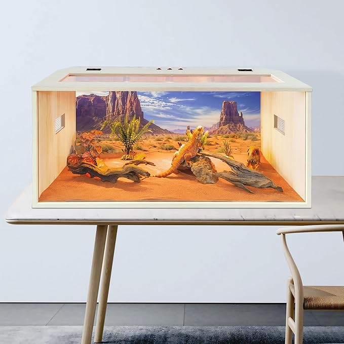 Prolee 63 Gallon Bearded Dragon Tank,Wooden Reptile Tank and Lizard Tank, Large Bearded Dragon Enclosure with Built-in Lamp Fixture, Snake Tank (40" L X 19.5" W X19.5 H)