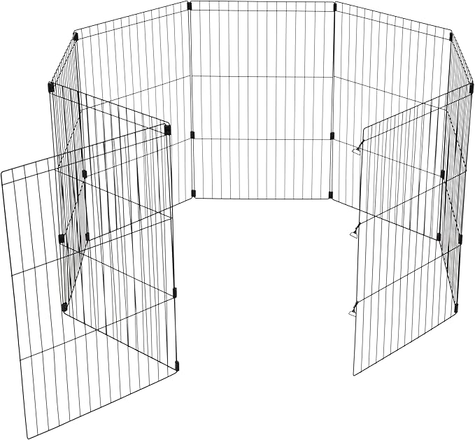 IRIS USA 36" 8-Panel Metal Pet Dog Puppy Playpen, Indoor/Outdoor Dog Fence, 58 x 58 x 36, Foldable, Customizable, Black