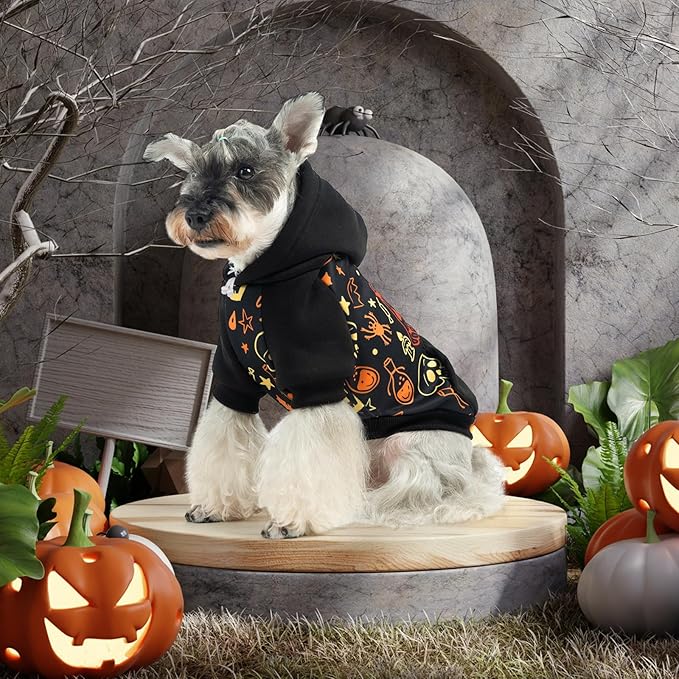 KOOLTAIL Halloween Dog Hoodie Pumpkin Costume Outfit for Small Medium Large Dogs, Soft Fall Pet Sweater Hat Hooded Sweatshirt, Clod Weather Coat, Warm Clothes with Leash Hole and Pocket Male/Female M