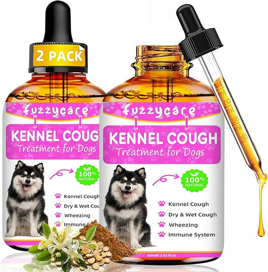 2 Pack Dog Cough Treatment,Natural Kennel Cough Medicine for Dogs,Effective Kennel Cough Treatment and Allergy Relief, Herbal Drops for All Breeds & Sizes, Soothing Dog Cough Medicine