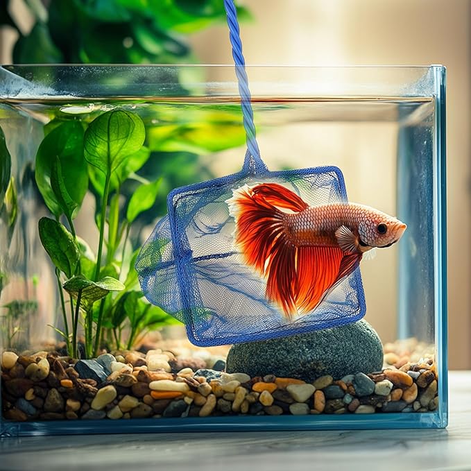 Mogoko 2 Pack Aquarium Net Fish Net, Small Net, Multi-Size Fine Mesh Aquarium Net with Long Plastic Handle for Fish Tank