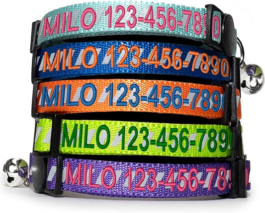 Pawtitas Personalized Cat Collar With Breakaway Safety Release Buckle Adjustable Length