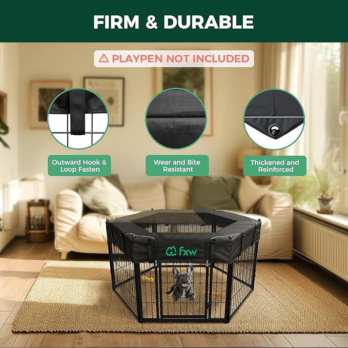 (Not Suitable for Other Brands) FXW Exclusive Mesh Top Cover, Only Fits FXW Rollick/Homeplus 22.8" W x 24" H 6-Panel Playpen (Playpen not Included), Hexagon│Patent Pending