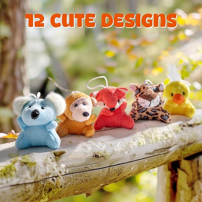 Sofier 12 Packs Mini Stuffed Animals Bulk Party Favors For Kids Treasure Box Toys Classroom Plush Toys Claw Machine Key Chains Carnival Prizes Small Valentine Halloween Christmas Gifts Stocking