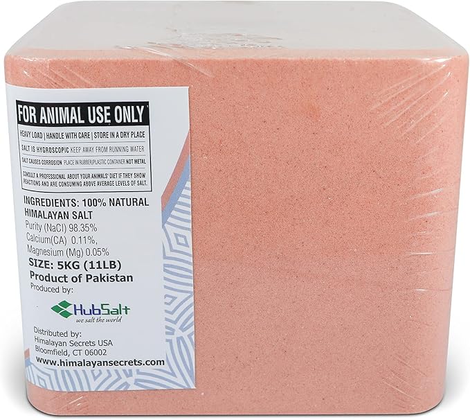 Himalayan Secrets® 11LB (5KG) Compressed Pink Himalayan Salt Lick | for Livestock and Wildlife Animals | 100% Pure & Natural Feed Salt Block | Natural Minerals and Trace Elements