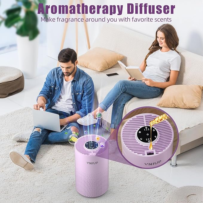 ๐๐๐ฐ๐๐ฌ๐ญ Air Purifiers for Home Bedroom up to 800 ftยฒ, VNIUP H14 HEPA Room Air Purifiers for Bedroom with Fragrance Function, with Sleep Mode Air Cleaner for Pet Dander Odor Dust Smoke ZQA-4000C