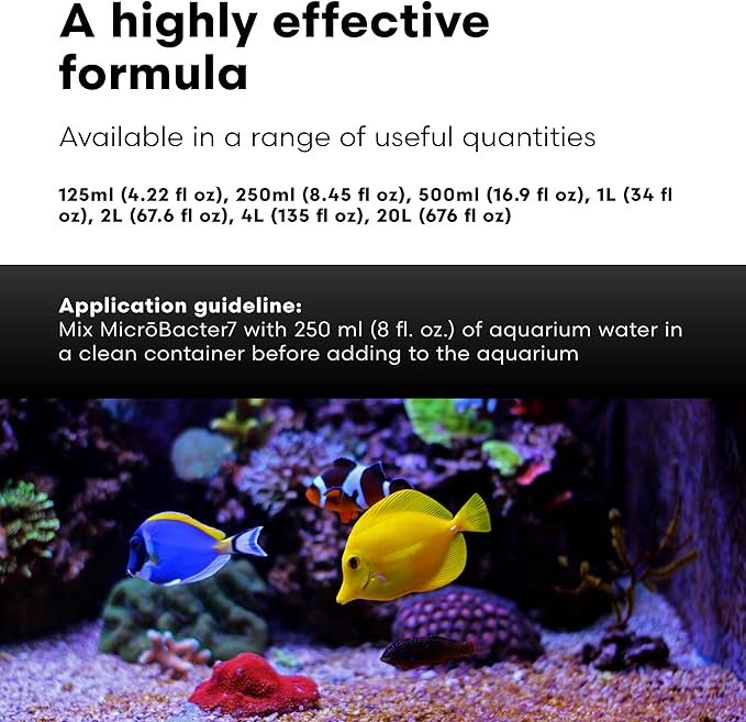 Brightwell Aquatics MicroBacter7 Complete Bioculture for Fish Tank or Aquarium - Populates Biological Filter Media for Saltwater and Freshwater Fish - Aquarium Water Treatments, 33.8 fl oz