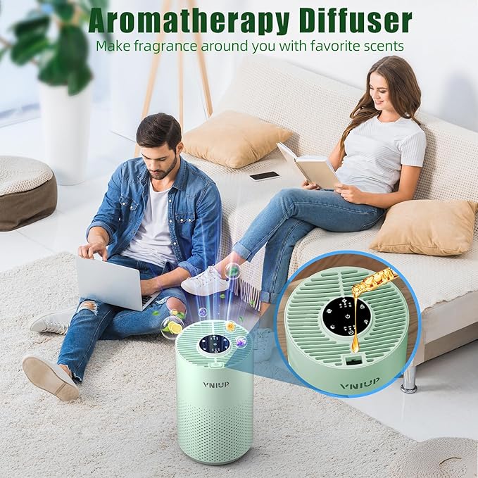 ๐๐๐ฐ๐๐ฌ๐ญ Air Purifiers for Home Bedroom up to 800 ftยฒ, VNIUP H14 HEPA Room Air Purifiers for Bedroom with Fragrance Function, with Sleep Mode Air Cleaner for Pet Dander Odor Dust Smoke, ZQA-4000C