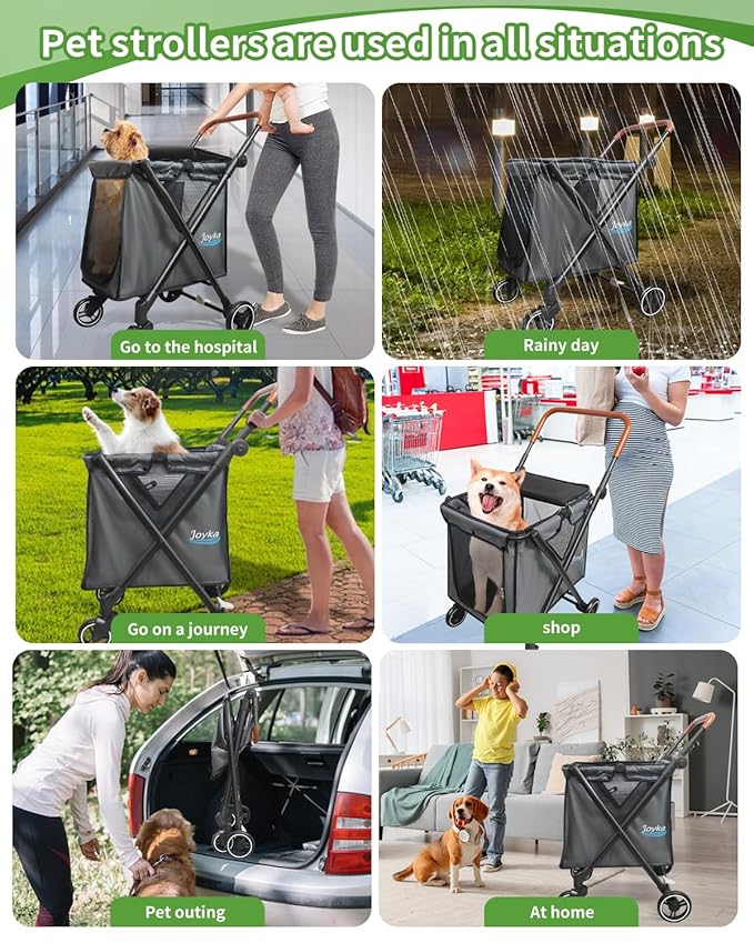 Folding Shopping Cart Utility Cart with Wheels for Grocery, Laundry, Shopping Trolley, Pet Stroller for Dog/Cat 85 L