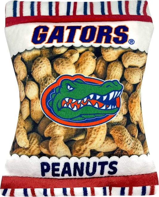 NCAA Florida Gators Crinkle FINE Plush Dog & CAT Squeak Toy- Cutest Stadium Peanuts Snack Toy for Dogs & Cats with Inner Squeaker & Beautiful Football/Basketball Team Name/Logo