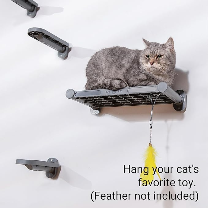 SVD.PET Cat Wall Shelves, 17" x 8" Wall Furniture with Felt Pad, Modern Design, Easy to Install & Clean, Cat Perch for Sleeping & Playing (Dark Grey)