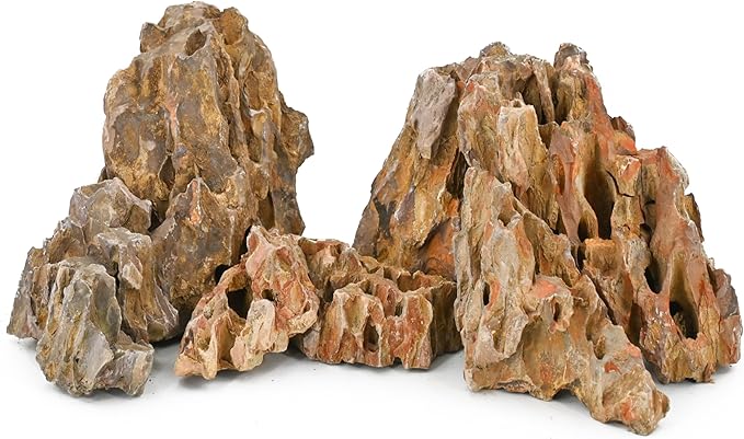 kecilke Natural Aquarium Rocks 2-4 inches Dragon Stone Rock for Aquariums, Landscaping Model,Tank Decoration, Amphibian Enclosures-Dragon Stones-5LB
