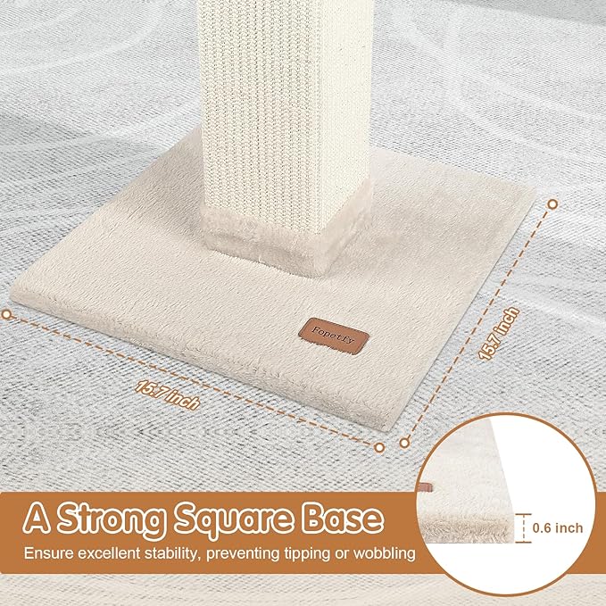 Cat Scratching Post 33 inch for Indoor Cats, High Cat Scratch Post Beige, Cat Tree for Full-Body Stretching, Protect Your Furniture