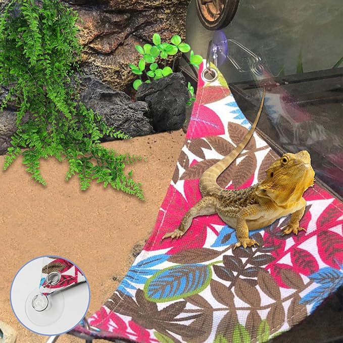 PINVNBY Bearded Dragon Habitat Decoration,Reptiles Hammock Natural Seagrass Lizard Lounger Bridge Coconut Shell Hut Hideout Cave Jungle Climber Terrarium Accessories for Gecko Chameleon Snakes(5 Pcs)