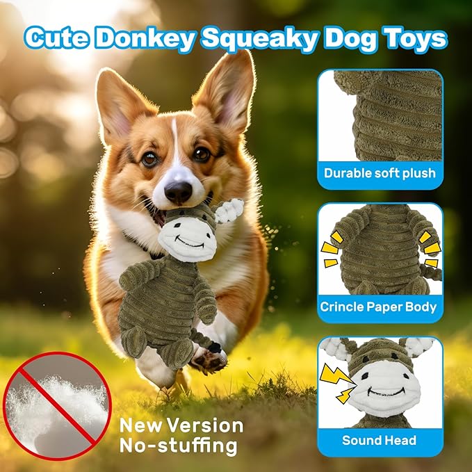 9 Pack Dog Toys for Teething, Entertainment, Puppy Chew Toys Pack with Cute Donkey Squeaky Toys, Treat Ball,Durable Ropes Chew Toys