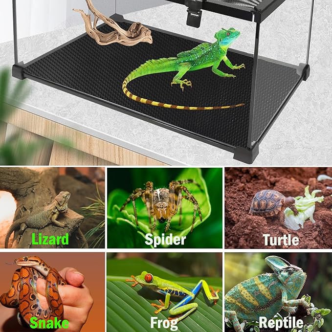 KABASI Reptile Substrate Liner Terrarium Carpet, Bearded Dragon Tank Accessories, Non-Adhesive Reptile Carpet Reptile Flooring Mat Bedding for Leopard Gecko, Snake, Lizard, Tortoise, 17.7x39.4 inch