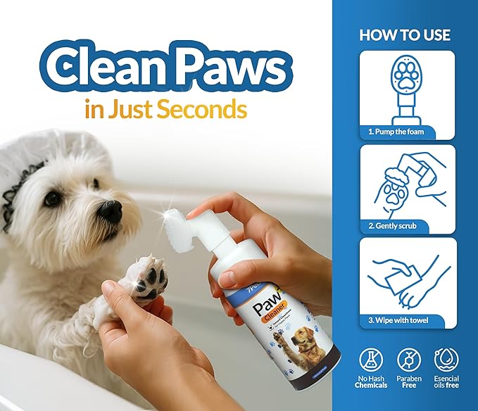 Paw Cleaner for Dogs & Cats | Gentle Dog Paw Washer | No Rinse Foaming | Unscented | Pet Foot Cleaner with Built-in Silicone Brush for Muddy Paws | Puppy & Kitten Paw Wash