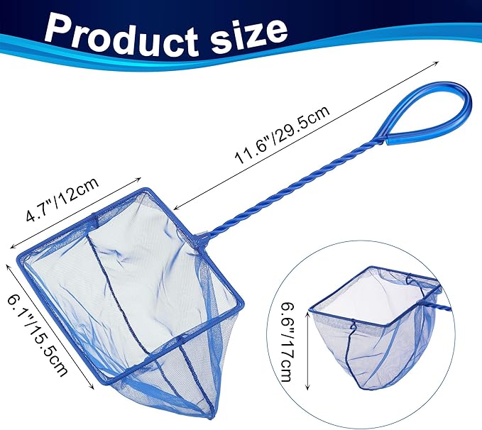 Mogoko 2 Pack Aquarium Net Fish Net, Small Net, Multi-Size Fine Mesh Aquarium Net with Long Plastic Handle for Fish Tank