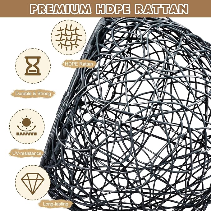 Cat Swing Bed with Stand & Cushion - Rattan Wicker Design, Indoor/Outdoor Hanging Hammock for Cats and Small Pets, Yellow