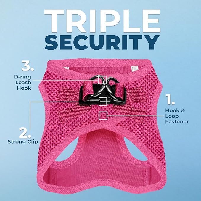 Best Pet Supplies Voyager Step-in Air Dog Harness - All Weather Mesh, Reflective, No Pull Harness for Small, Medium Dogs, Cats - Secure with Hook & Loop Fastener, Buckle, Double D-Rings - Fuchsia, XL