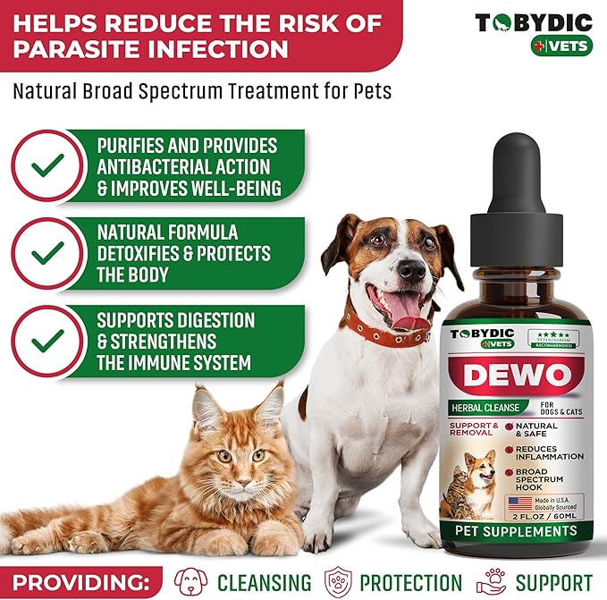 Cats & Dogs Natural Broad Spectrum Intestinal Defense & Digestive Liquid Herbal Support - Promotes Gut Health - Supplement Drops Made in USA