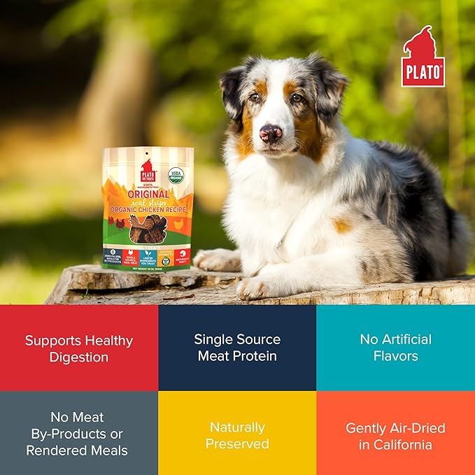 PLATO Original Real Strips Organic Chicken 18oz, Natural