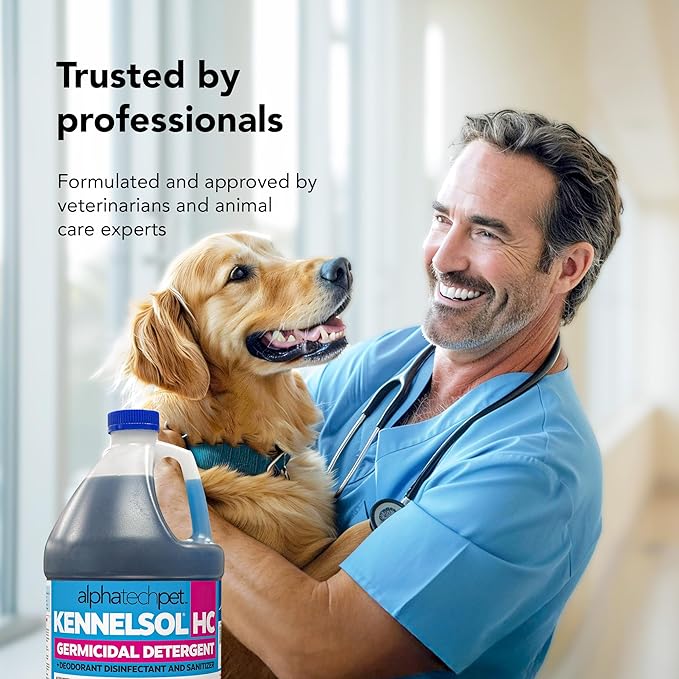 KennelSol HC 1-Step High Concentrated Kennel Cleaner - 1 Gallon Liquid Disinfectant, Effective Against Bacteria and Viruses, Deodorizer by Alpha Tech Pet