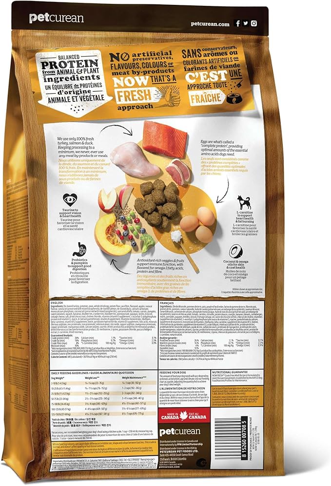 Now Fresh Grain-Free, Dry Dog Food, Real Meat and Fish, Turkey, Salmon and Duck Adult Recipe, All Breed Size, 22 lb Bag