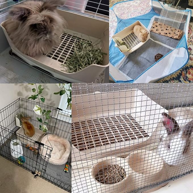 Tfwadmx Large Rabbit Litter Box Bunny Corner Toilet Potty Trainer with Drawer Bigger Pet Pan for Adult Guinea Pig Chinchilla Ferret Hedgehog and Other Animals (Brown)