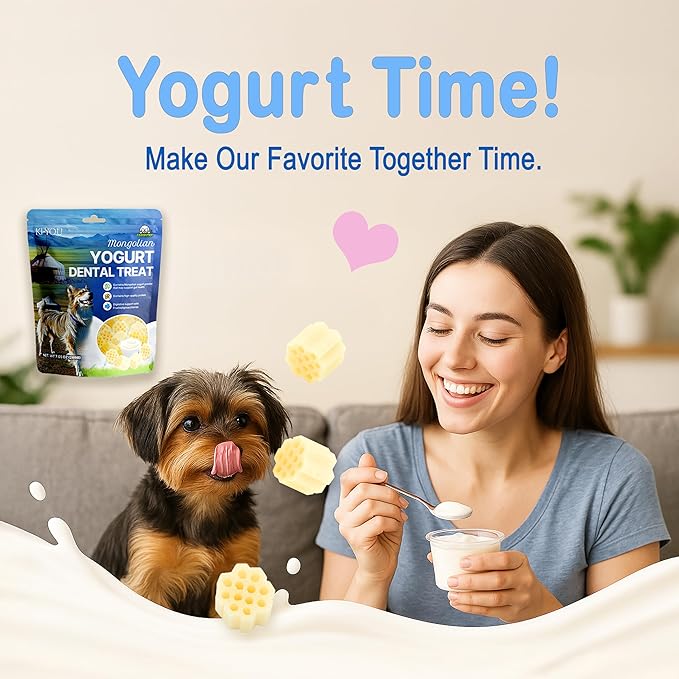 KI-You Mongolian Yogurt for Dogs – Soft Honeycomb Shape for Advanced Dental Care, Probiotic & Prebiotic Rich for Gut Health, for Sensitive Gums (Treat - Small Type)