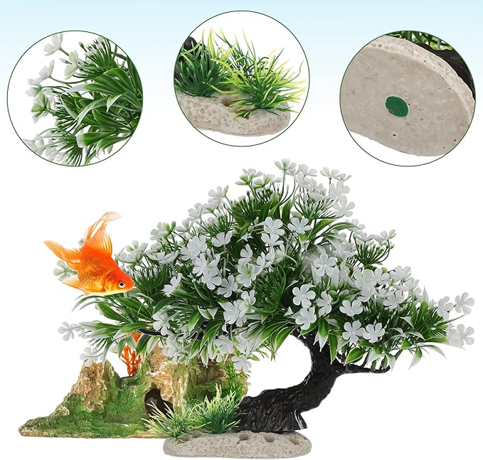 Didiseaon Aquarium Artificial Plants Decor, Tree Grass Plastic Ornament for Fish Tank Accessories Aquarium Decorations