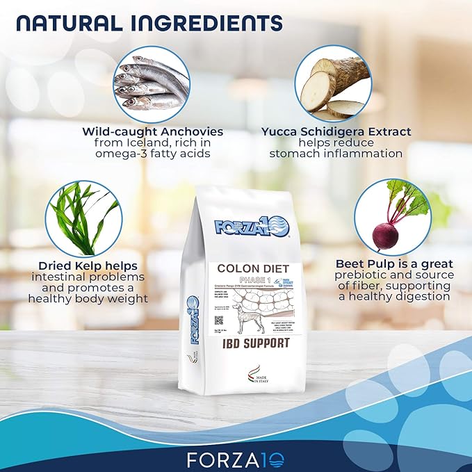 Forza10 Active Colon Support Diet Phase 1 Hydrolyzed Dog Food, Dry Dog Food Helps Dogs with Diarrhea, Colitis and Constipation, Wild Caught Anchovy Protein Flavor, 22 Pound Bag