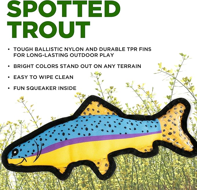 Dog Toys | Plush Toy Fish Trout Stuffed Animal for Dogs | Outdoor Toy - Easy to Clean and Made from Non Toxic Materials