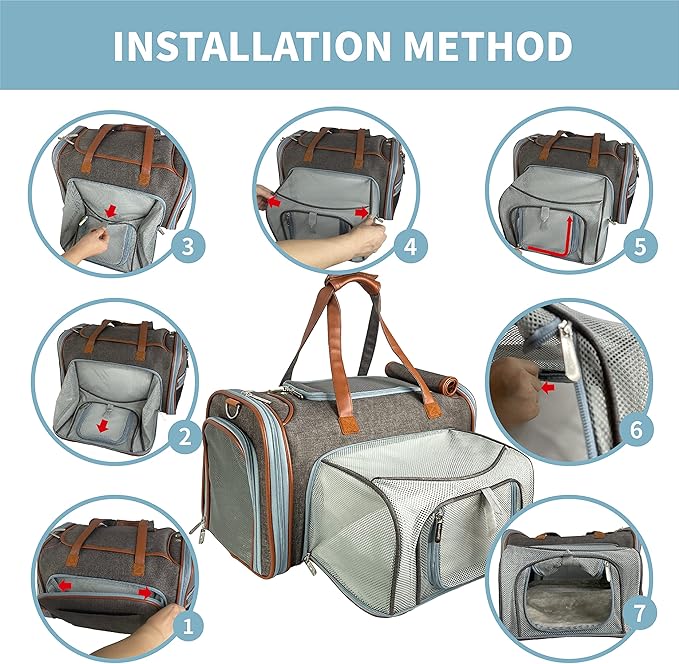 Mr. Peanut's Gold Series Big Apple XL Expandable Airline Approved Soft Sided Pet Carrier, Premium Brand Self Locking Zippers, Plush Faux Fleece Bedding with a Sturdy Plywood Base (Platinum Gray)