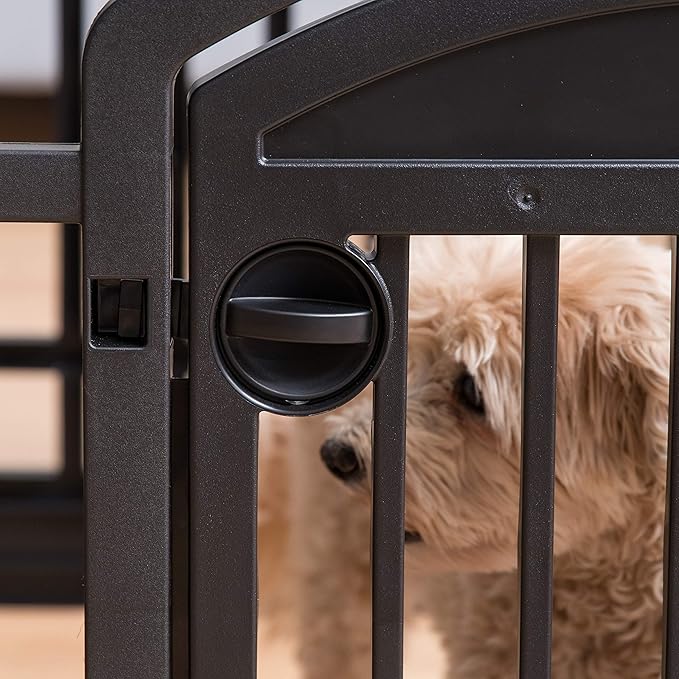 IRIS USA 24" 6-Panel Dog Playpen with Door, 61 x 61 x 24, Puppy Playpen, Dog Play Pen Indoors, Pet Fence, Puppies/Small Dogs, Black