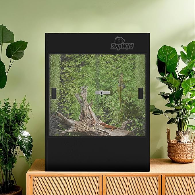 33 Gallon PVC Tall Reptile Tank/Terrarium, RepWild 18" x 18" x 24" Arboreal Reptile Habitat Enclosure with Sliding Door & Heavy-Duty Screen for Amphibians, Crested Gecko Lizard Chameleon